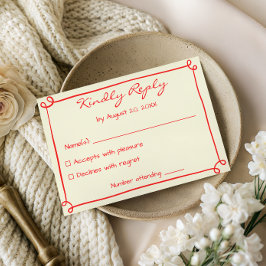 Cartão de Resposta de RSVP de Casamento com Letra 
