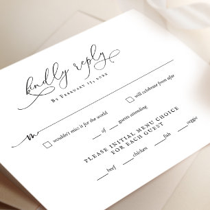 Cartão de Resposta de RSVP de Casamento com Roteir