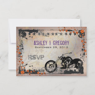 Cartão de resposta de RSVP de casamento de motoque