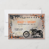 Cartão de resposta de RSVP de casamento de motoque