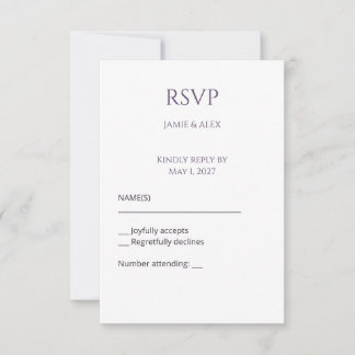 Cartão de Resposta de RSVP de Casamento Editável V