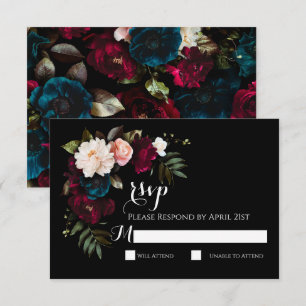 Cartão de Resposta de RSVP de Casamento Floral Pre