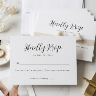 Cartão de Resposta de RSVP de Casamento Minimalist