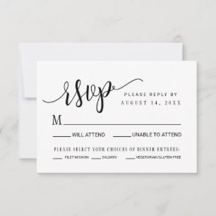 Cartão de Resposta de RSVP de Casamento Simples&Mo