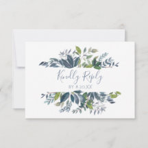 Cartão de Resposta de RSVP de Casamento - Verde -