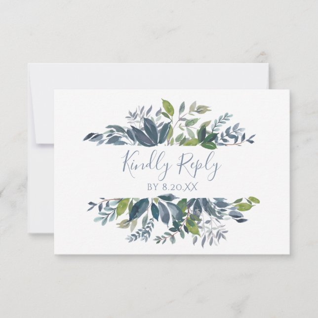 Cartão de Resposta de RSVP de Casamento - Verde -  (Frente)