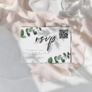 Cartão de Resposta de RSVP de Elegância Verde Folh