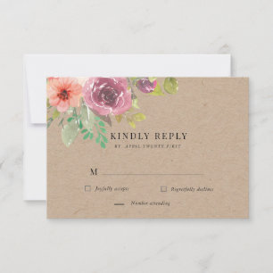 Cartão de Resposta de RSVP de Floral Rústica de Ve