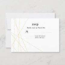 Cartão de Resposta de RSVP de Linha Dourada Modern