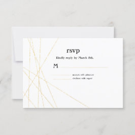 Cartão de Resposta de RSVP de Linha Dourada Modern