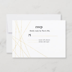 Cartão de Resposta de RSVP de Linha Dourada Modern