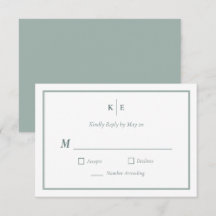 Cartão de Resposta de RSVP de Noivado com Monogram