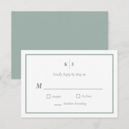Cartão de Resposta de RSVP de Noivado com Monogram