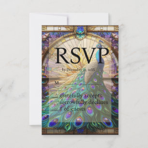Cartão de Resposta de RSVP de Vidro Colorido de Ca