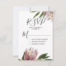 Cartão de Resposta de RSVP do Casamento Protea