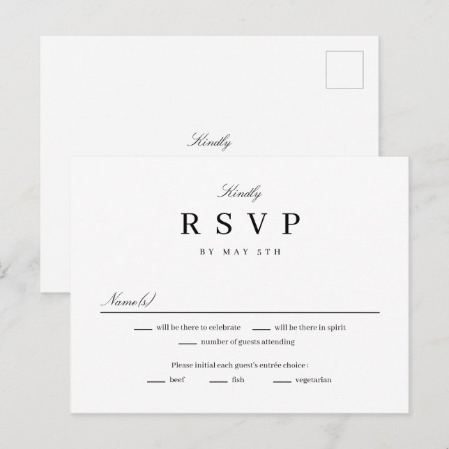 Cartão de Resposta de RSVP EDITÁVEL Simply United (Frente/Verso)