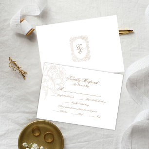Cartão de Resposta de RSVP Floral Contorno Clássic