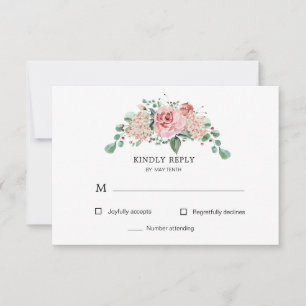Cartão de Resposta de RSVP floral flor de meia-noi