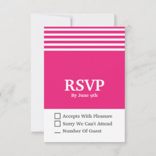 Cartão de Resposta de RSVP Moderno Rosa e Branco 3