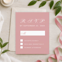 Cartão de Resposta de RSVP Orçamento Rosa Empoeira