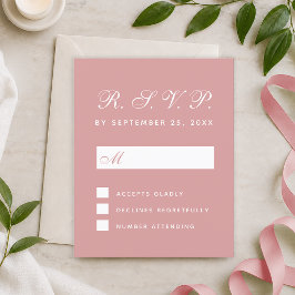 Cartão de Resposta de RSVP Orçamento Rosa Empoeira