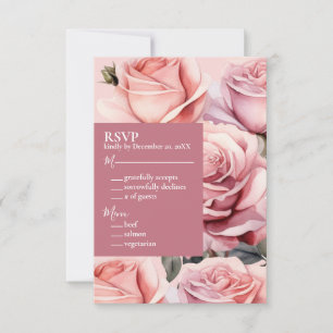 Cartão de Resposta de RSVP para Casamento com Rosa