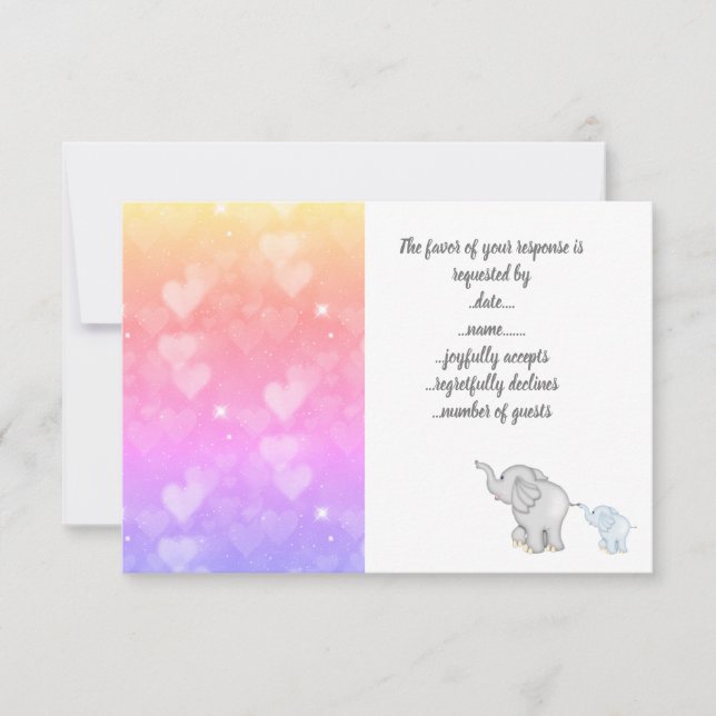 Cartão de resposta de Rsvp Pastel Heart (Frente)