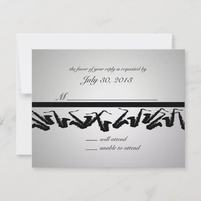 Cartão de Resposta de Silver e Saxofone Negro (Frente)