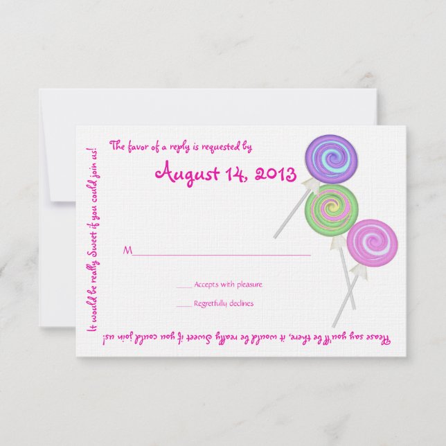 Cartão de Resposta de Texto de Mensagem do Candy T (Frente)