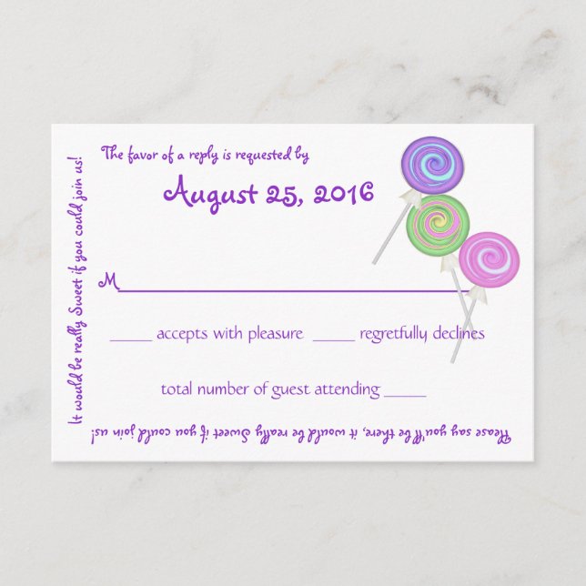 Cartão de Resposta de Texto de Mensagem do Candy T (Frente)