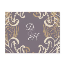 Cartão de Resposta de Veludo Roxo Dourado Monogram