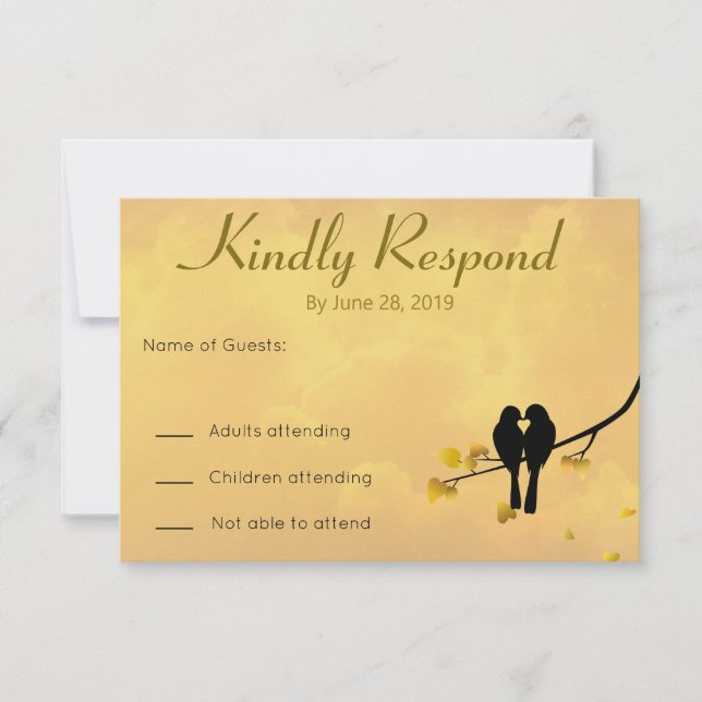 Cartão de Resposta do 50º Aniversário Love Birds (Frente)