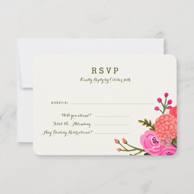 Cartão de Resposta do Jardim Vintage (Detalhado) (Frente)