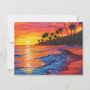 Cartão de Resposta do Pôr do Sol Tropical