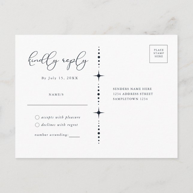 Cartão de Resposta do Sol e Lua Celestial (Verso)