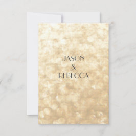 Cartão de Resposta Dourado para Convite de Casamen