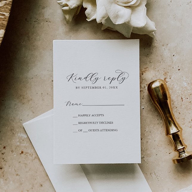Cartão de Resposta Elegante em Script Imprimível o (Elegant Script Printable or Printed RSVP Card)