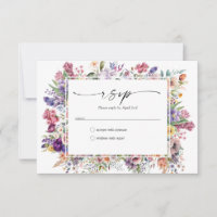 Cartão de Resposta Elegante Jardim Floral de Prima