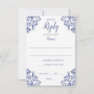 Cartão de Resposta Elegante - Nadine (Royal Blue)