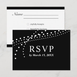 Cartão de Resposta Elegante Preto/Branco com Ponto
