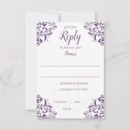 Cartão de Resposta Elegante Vintage Casamento Amei