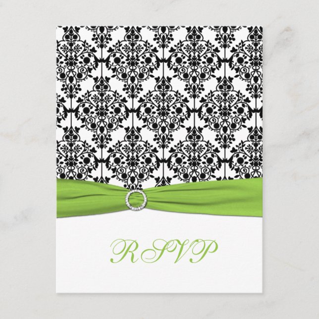 Cartão de Resposta em Damasco Preto, Branco e Char (Frente)
