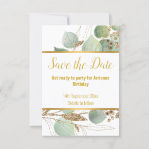 CARTÃO DE RESPOSTA EUCALIPTO Dourado Branco RSVP