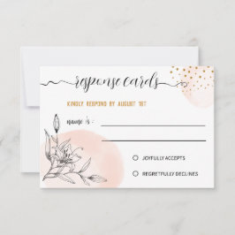 Cartão de Resposta Flor de Rosa Moderno & Preto Po