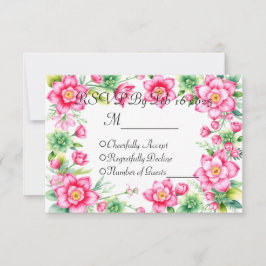 Cartão de Resposta Flor Rosa s/ Opções de Refeição