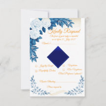Cartão de Resposta Floral Azul Elegante