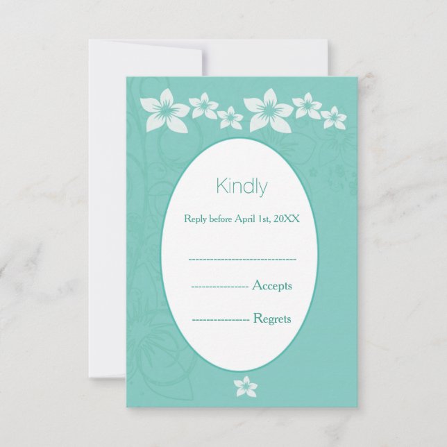 Cartão de resposta floral branco de hibisco (Frente)