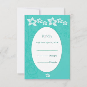 Cartão de resposta floral branco de hibisco