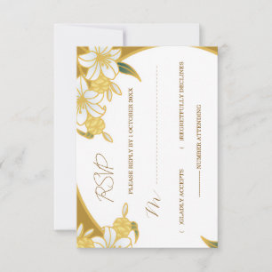 Cartão de Resposta Floral Dourado Elegante – Casam