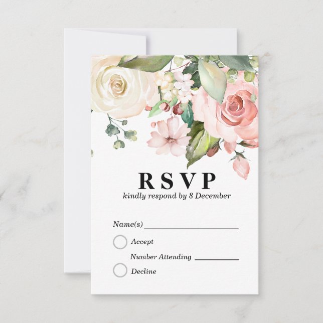 Cartão de Resposta floral elegante 3,5" x 5" (Frente)